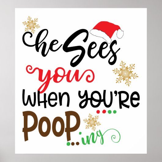 Funny Santa's badkamer decor Poster (Voorkant)