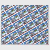 Funny Santas Elephants Cartoon Cadeaupapier (Vlak)