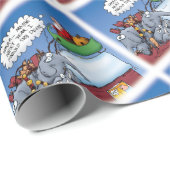 Funny Santas Elephants Cartoon Cadeaupapier (Rol Hoek)