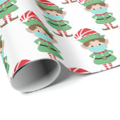 Funny Santa's Elf Wearing Facemask 2020 Kerstmis Cadeaupapier (Rol Hoek)