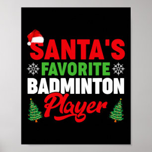 Funny Santa's favoriete Badminton-speler kerst Poster