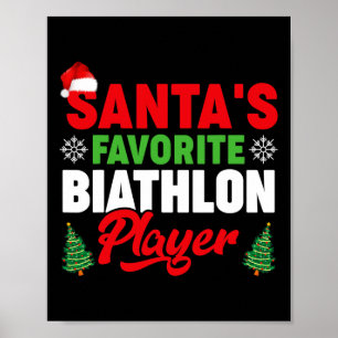Funny Santa's favoriete Biathlon-speler kerst Poster