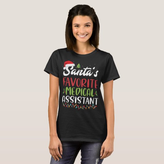 Funny Santa's favoriete Medisch assistent Kerstmis T-shirt (Voorkant volledig)