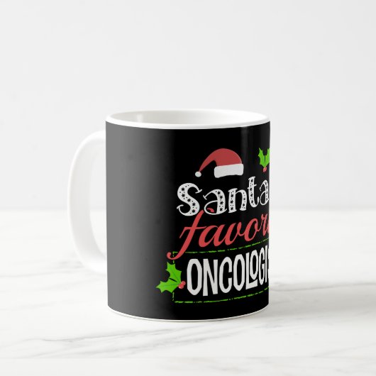 Funny Santa's favoriete oncoloog kerstcadeau Koffiemok (Voorkant links)