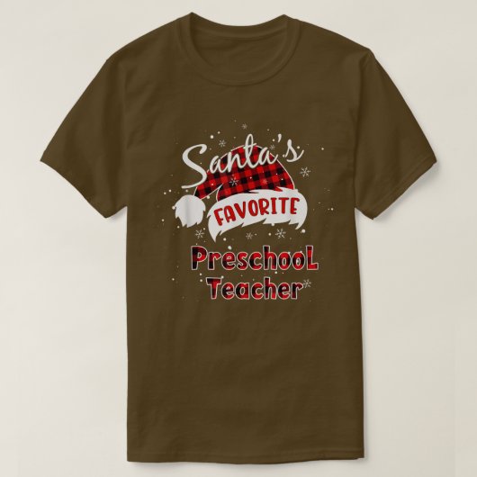 Funny Santa's favoriete preschoolleraar kerst T-shirt (Design voorkant)