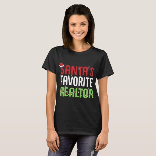 Funny Santa's favoriete Realtor Estate Agent Xmas T-shirt (Voorkant volledig)