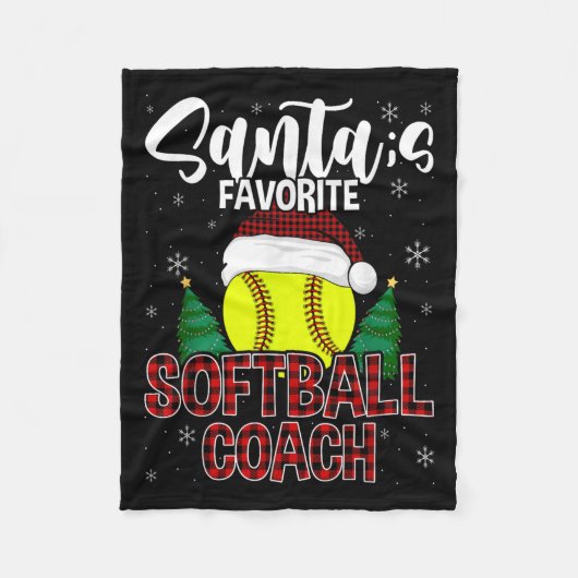 Funny Santa's favoriete Softball Coach-kerstbal Fleece Deken (Voorkant)