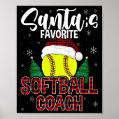 Funny Santa's favoriete Softball Coach-kerstbal Poster (Voorkant)