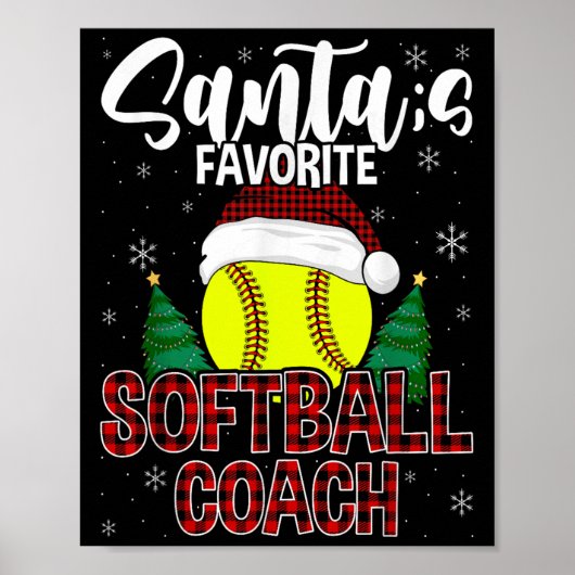 Funny Santa's favoriete Softball Coach-kerstbal Poster (Voorkant)