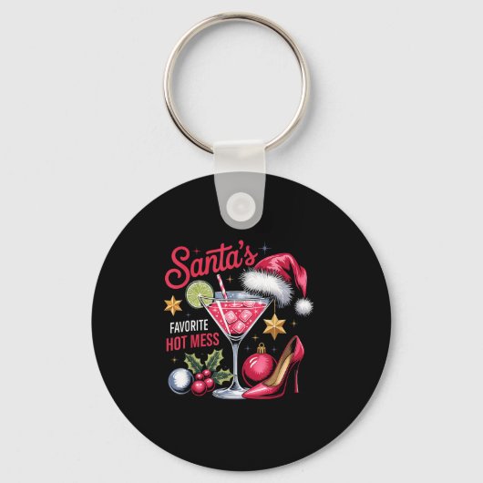Funny Santa's Favorite Hot Mess Tail Lovers Merry  Sleutelhanger (Voorkant)