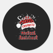 Funny Santa's Favorite Medical Istant Christmas Pa Ronde Sticker (Voorkant)