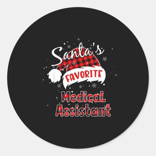 Funny Santa's Favorite Medical Istant Christmas Pa Ronde Sticker (Voorkant)