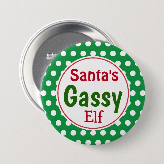 Funny Santa's Gassy Elf Kerstmis Button Pin (Voorkant /achterkant)