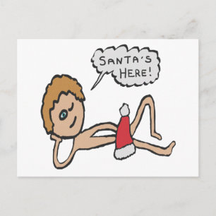 Funny Santa's Here Xmas Humor Briefkaart