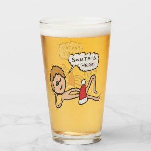 Funny Santa's Here Xmas Humor Glas