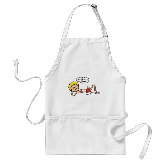 Funny Santa's Here Xmas Humor Standaard Schort (Voorkant)