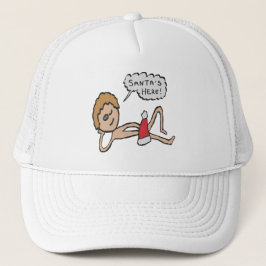 Funny Santa's Here Xmas Humor Trucker Pet