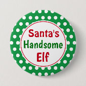 Funny Santa's Knappe Elf Kerst Button Pin (Voorkant)