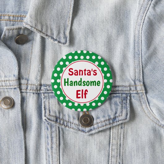 Funny Santa's Knappe Elf Kerst Button Pin (In situ)