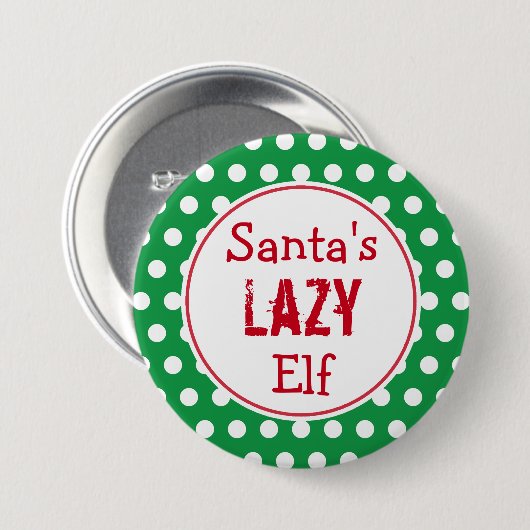 Funny Santa's Lazy Elf Kerstmis Button Pin (Voorkant /achterkant)