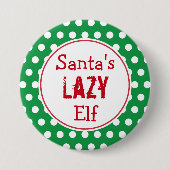 Funny Santa's Lazy Elf Kerstmis Button Pin (Voorkant)