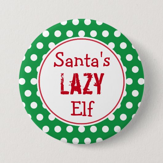 Funny Santa's Lazy Elf Kerstmis Button Pin (Voorkant)