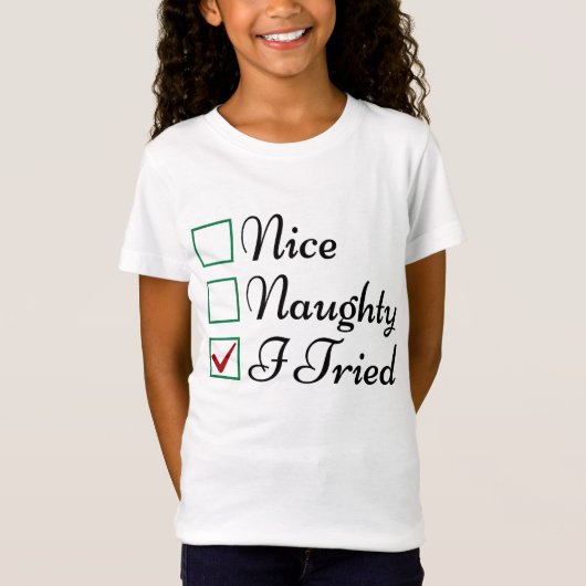 Funny Santa's list woord kunst Kerstmis T-Shirt (Voorkant)