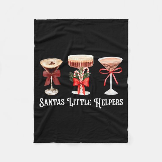 Funny Santa's Little Helper Martini Tail Merry Chr Fleece Deken (Voorkant)