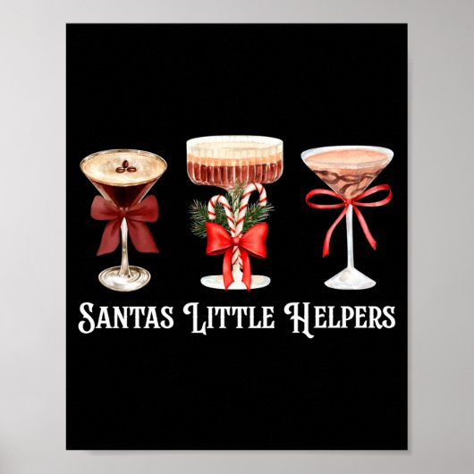 Funny Santa's Little Helper Martini Tail Merry Chr Poster (Voorkant)