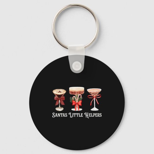 Funny Santa's Little Helper Martini Tail Merry Chr Sleutelhanger (Voorkant)