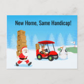 Funny Santa's Moving Boxes on Snowy Golf Course Feestdagenkaart (Voorkant)