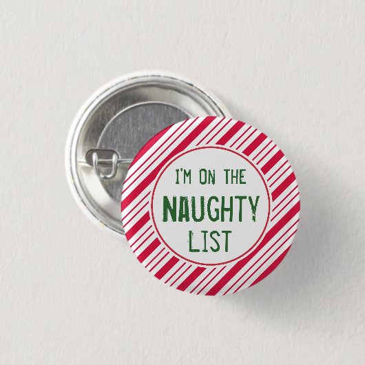 Funny Santa's Naughty List Button Pin (Voorkant /achterkant)