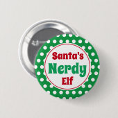 Funny Santa's Nerdy Elf Christmas Button Pin (Voorkant /achterkant)