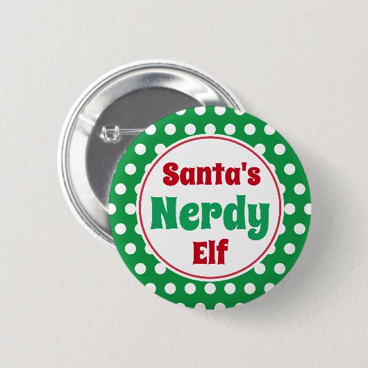 Funny Santa's Nerdy Elf Christmas Button Pin (Voorkant /achterkant)