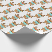 Funny Santa's rendiertje in de gevarencamera Kerst Cadeaupapier (Hoek)