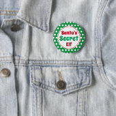 Funny Santa's Secret Elf Kerst Button Pin (In situ)