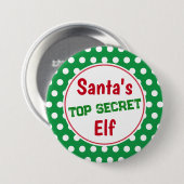 Funny Santa's Secret Elf Kerst Button Pin (Voorkant /achterkant)
