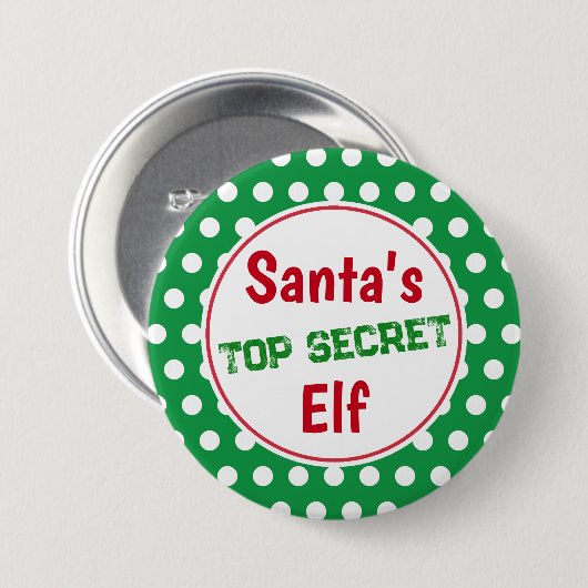 Funny Santa's Secret Elf Kerst Button Pin (Voorkant /achterkant)