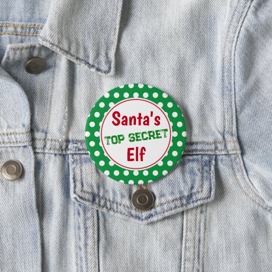 Funny Santa's Secret Elf Kerst Button Pin (In situ)