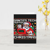 Funny Santa's Tech Suprt Rebooting Christmas Ugly Kaart (Gele Bloem)