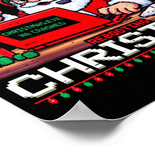 Funny Santa's Tech Suprt Rebooting Christmas Ugly Poster (Hoek)