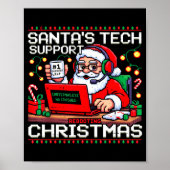 Funny Santa's Tech Suprt Rebooting Christmas Ugly Poster (Voorkant)