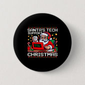 Funny Santa's Tech Suprt Rebooting Christmas Ugly  Ronde Button 5,7 Cm (Voorkant)