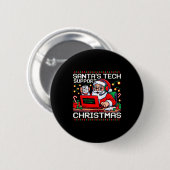 Funny Santa's Tech Suprt Rebooting Christmas Ugly Ronde Button 5,7 Cm (Voorkant /achterkant)