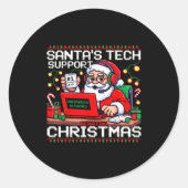 Funny Santa's Tech Suprt Rebooting Christmas Ugly Ronde Sticker (Voorkant)