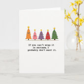 Funny Sarcasm Christmas Card Quote With Trees Kaart (Gele Bloem)