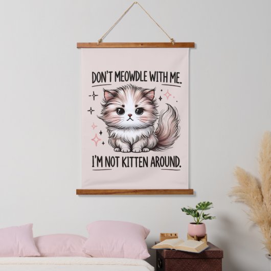 Funny sarcasm kitten word art hangend wandkleed (Slaapkamer)