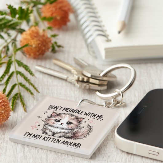 Funny sarcasm kitten word art sleutelhanger (Voorkant Rechts)