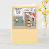 Funny Sarcastic Cat and Desperate Dog Birthday Kaart (Gele Bloem)