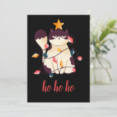 Funny Sarcastic Cat Ho Ho Kerstmis Feestdagenkaart (Staand voorkant)